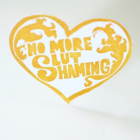 No More Slut Shaming FaulouslyFeminist Sticker in Gold